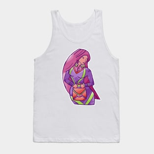 Secretary with Pink Hair Holding Suitcase Tank Top